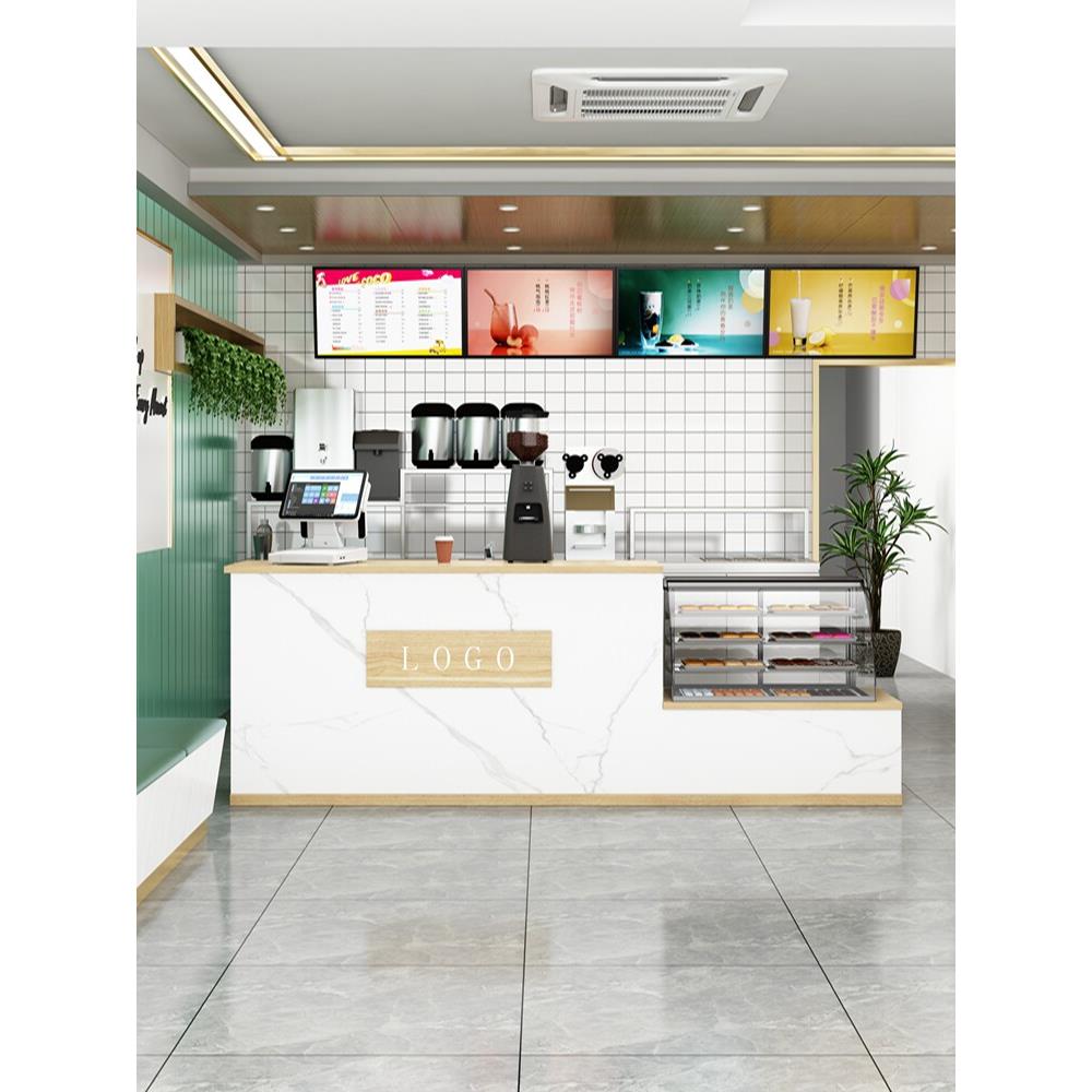 奶茶店吧台收银台前台桌简约现代蛋糕店商用烘培店吧台前台接待台