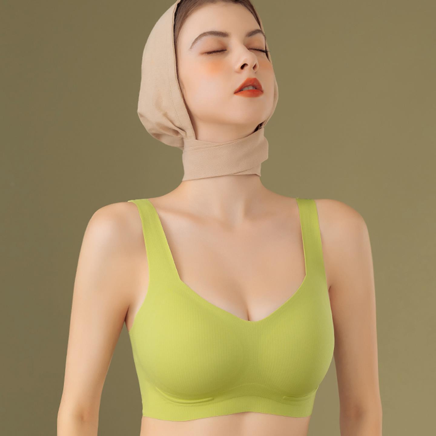 文胸无痕果冻条软支撑收副乳无钢圈薄款背心式运动乳胶内衣文胸