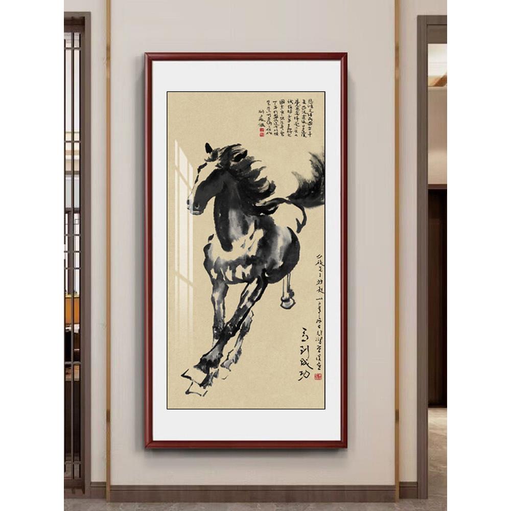 徐悲鸿马画像挂画八骏图装饰画马到成功办公室奔马玄关客厅装饰画