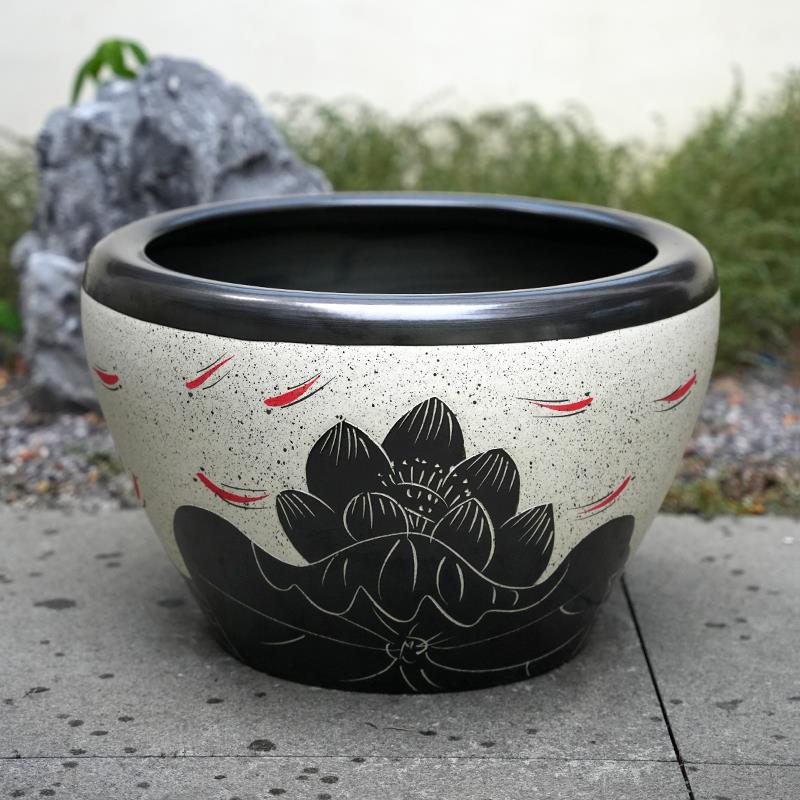景德镇陶瓷鱼缸特大号养鱼盆荷花缸碗莲睡莲花盆阳台庭院风水水缸