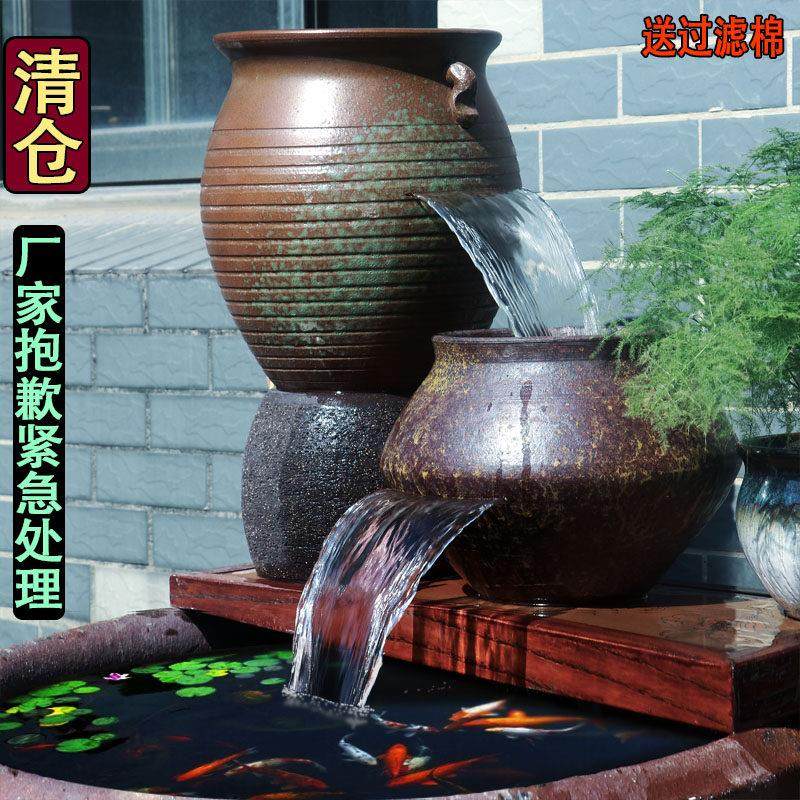 创意瀑布罐切割陶瓷过滤流水增氧造景循环养鱼流水缸鱼池流水罐大,家居饰品,流水摆件,淘宝优惠券,粉丝福利购,淘宝优惠卷