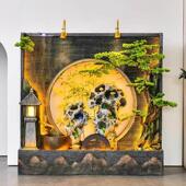 假山流水喷泉鱼池造景客厅玄关屏风隔断办公室会所开业乔迁装 饰品