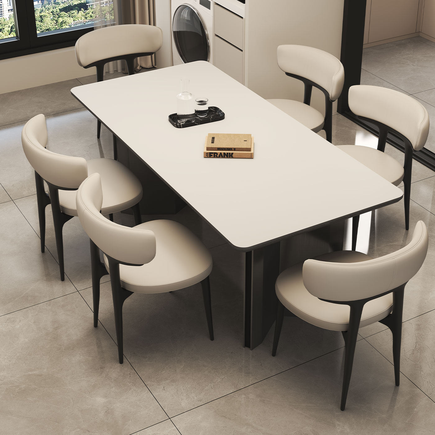 轻奢意式极简小户型长方形家用现代简约风岩板餐桌椅组合吃饭桌子,住宅家具,岩板餐桌,淘宝优惠券,粉丝福利购,淘宝优惠卷