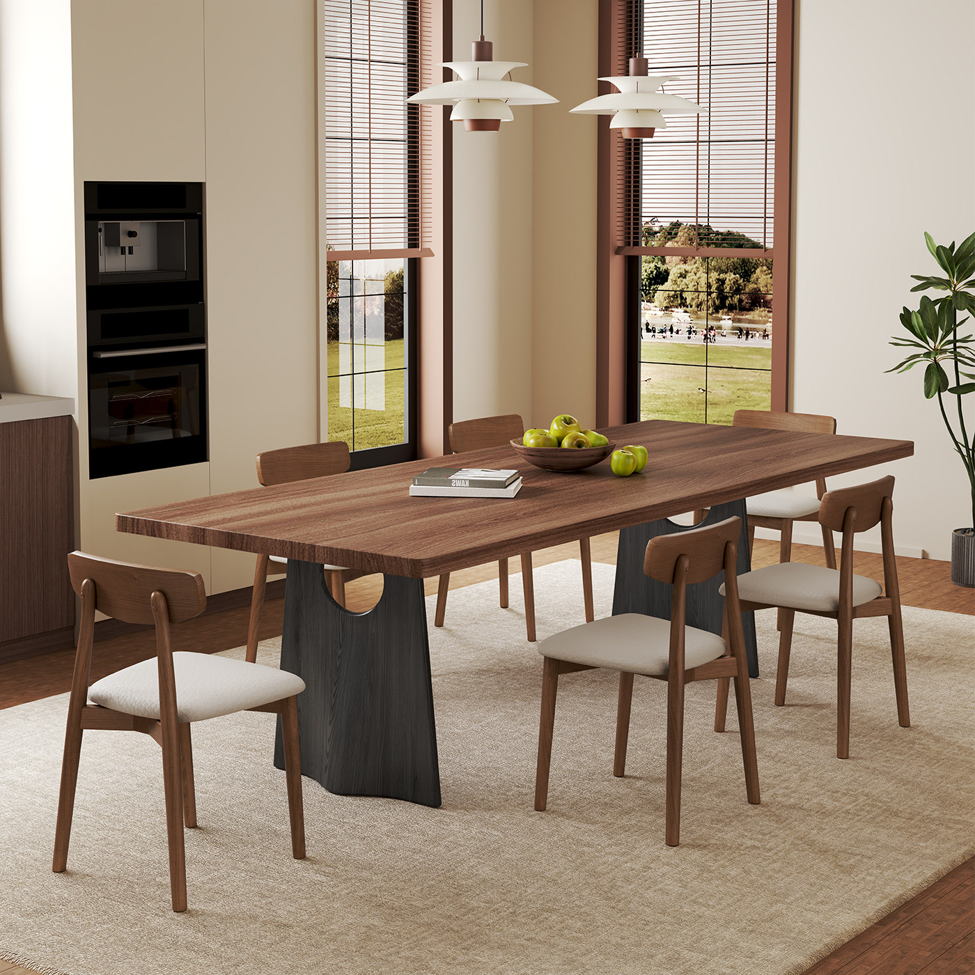 帅呆长方形木质现代简约餐桌实用