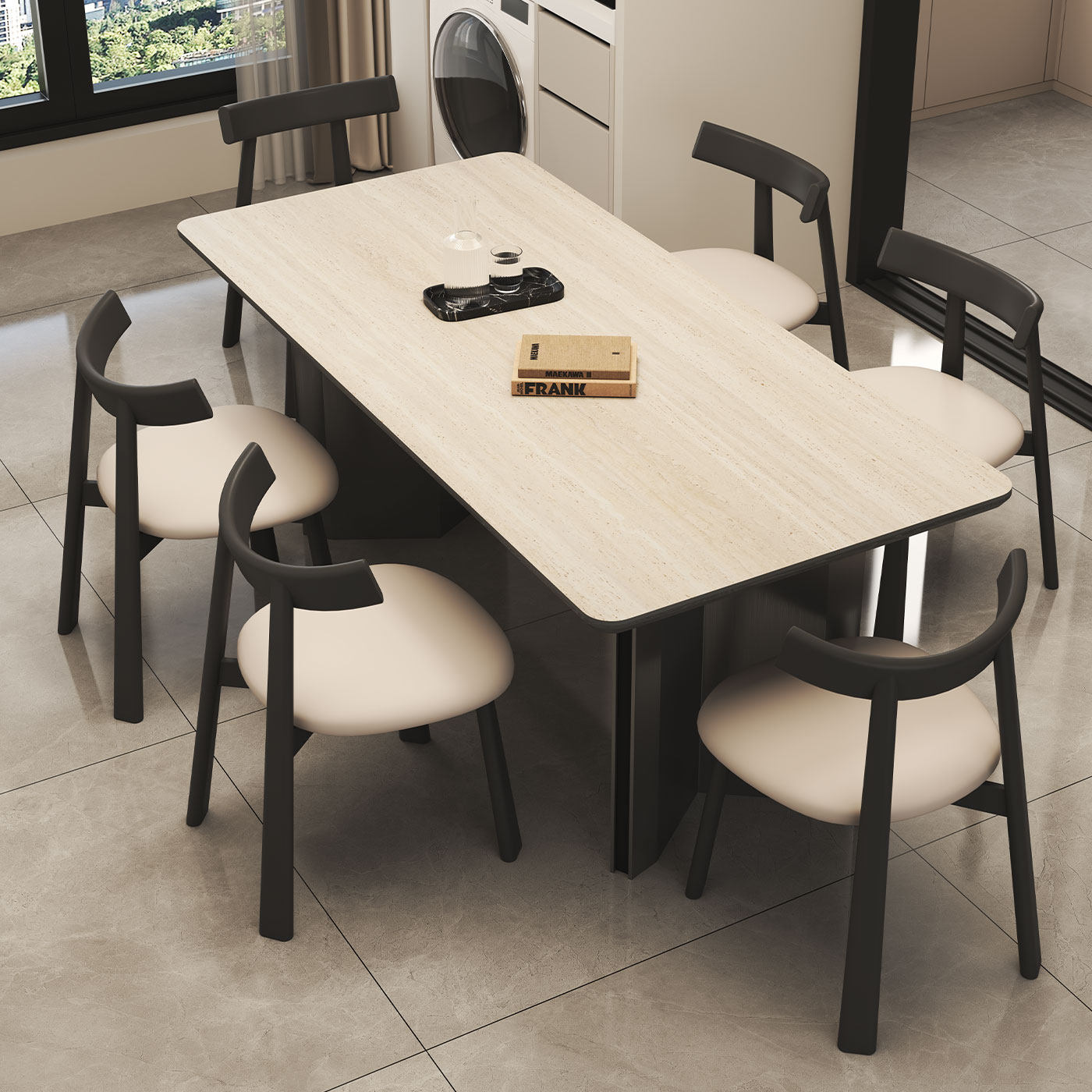 轻奢意式极简小户型长方形家用现代简约风岩板餐桌椅组合吃饭桌子,住宅家具,岩板餐桌,淘宝优惠券,粉丝福利购,淘宝优惠卷