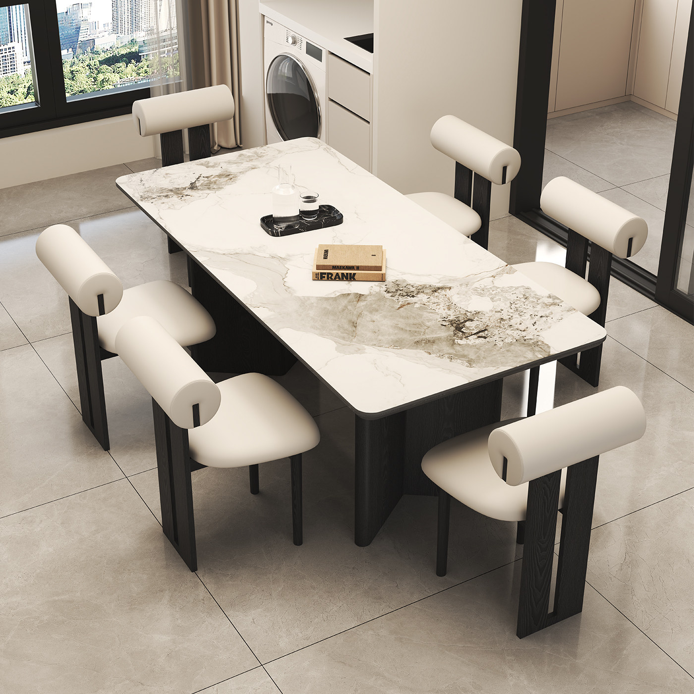 轻奢意式极简小户型长方形家用现代简约风岩板餐桌椅组合吃饭桌子,住宅家具,岩板餐桌,淘宝优惠券,粉丝福利购,淘宝优惠卷