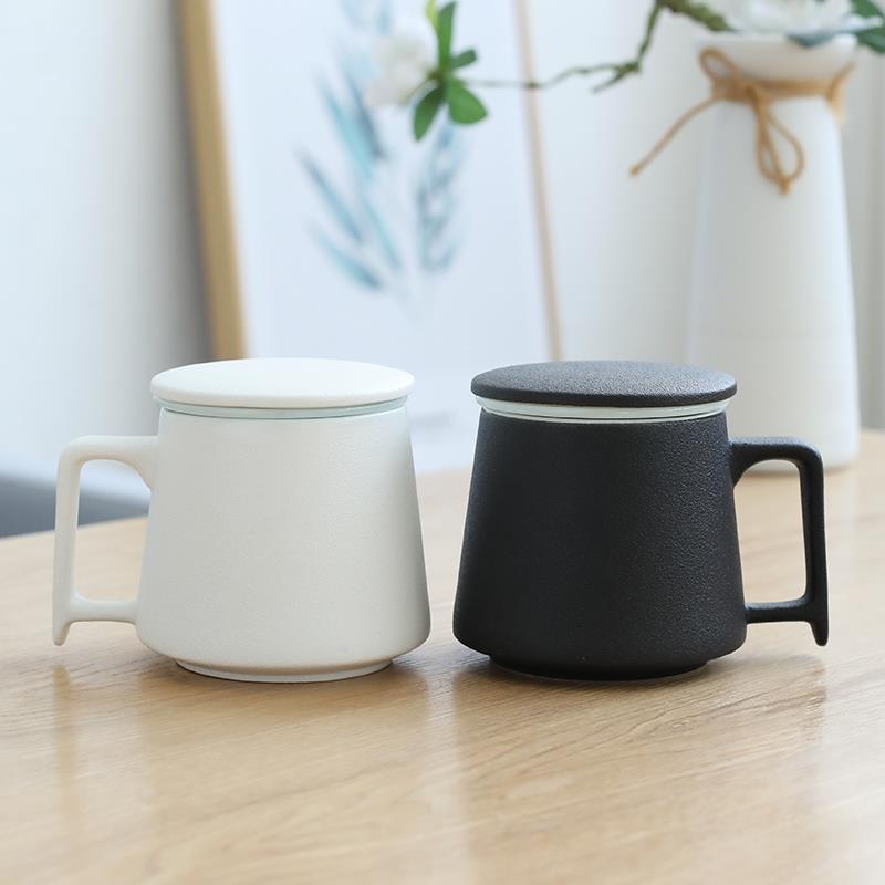 陶瓷杯子带盖过滤个人马克杯礼品定制办公室水杯子小清新泡茶杯