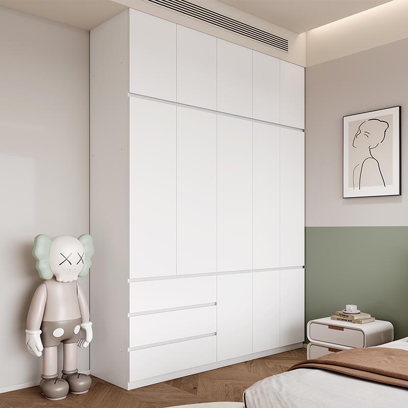 上海有朴家居卧室衣柜大储物钢制金属带抽屉高2米4高2米5组合柜