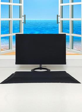 新款台式电脑防尘罩主机显示器键盘盖布曲屏通用简约纯黑色三件套