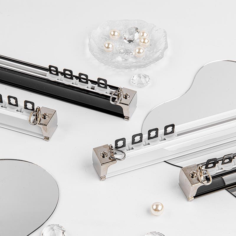 铝合金静音窗帘轨道顶侧装飘窗U形双轨挂钩直轨弯轨滑轨滑轮绍兴