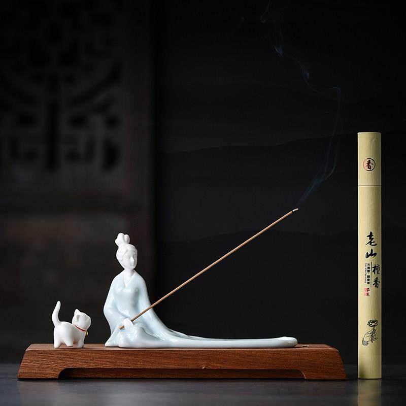 创意陶瓷线香插摆件家用室内复古仕女香薰香炉中式茶道装饰品摆设,家居饰品,香薰炉,淘宝优惠券,粉丝福利购,淘宝优惠卷