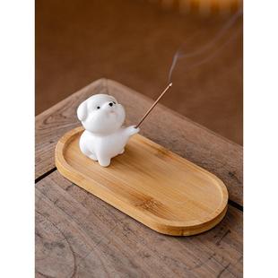 可爱的小狗陶瓷香棒香炉装饰品软可爱愈合茶宠物笔筒家室内檀香