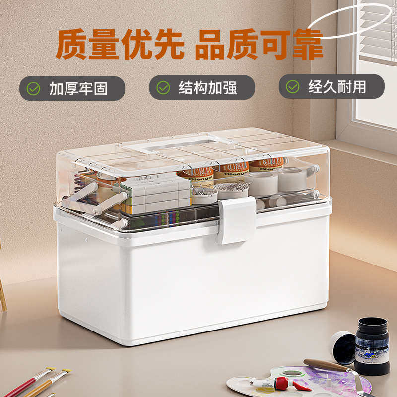 美术生工具箱手提儿童画画多层折叠油画画笔收纳箱家用塑料收纳盒