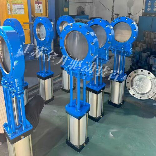 PZ673X-10P气动对夹式软密封刀闸阀DN500不锈钢耐磨耐高温