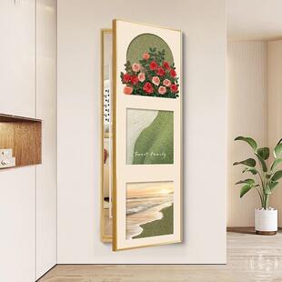 法式覆古玫瑰隐藏式全身镜子挂墙翻开门推拉隐形挂画暗藏式穿衣镜