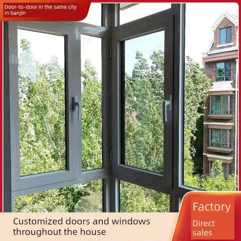 天津华坚80系统门窗定制铝合金窗封条阳台落地窗隔音平窗断桥铝窗