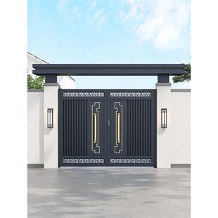 铝合金庭院大门铁艺别墅门户外农村花园双开门铝艺大门院子电动门