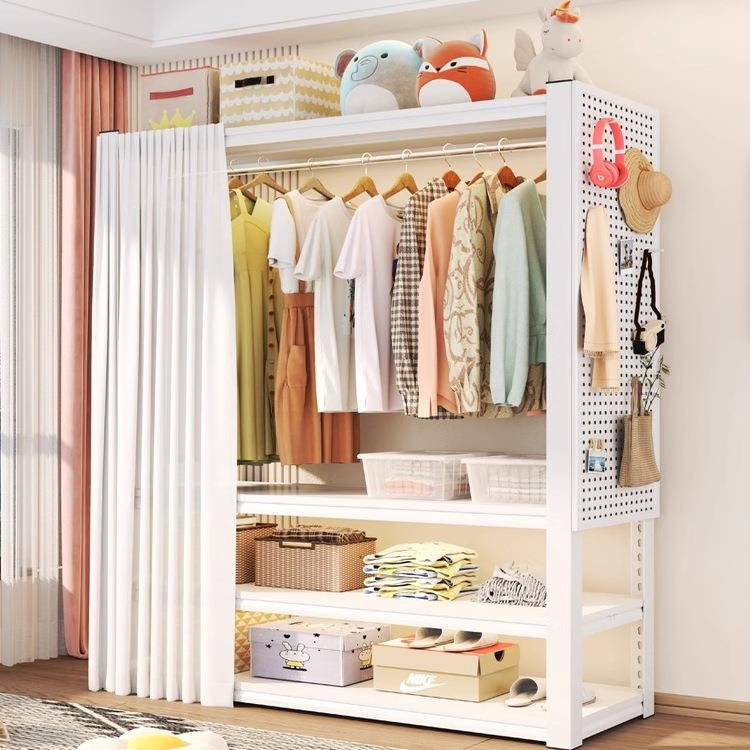 简易货架衣柜家用组装开 放式洞洞板衣架卧室多层衣帽架铁艺置物