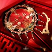 新娘出嫁喜扇红色秀禾扇手工diy材料包婚礼团扇闺蜜结婚礼物成品