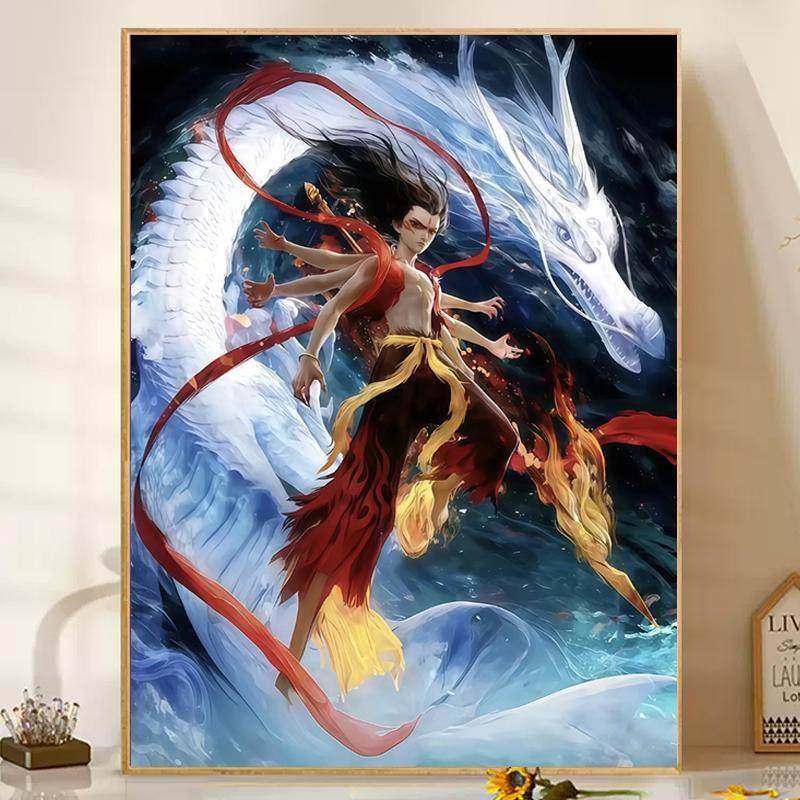 魔童闹海哪吒钻石画新款满钻手工点贴钻十字绣客厅卧室风景儿童画,居家布艺,钻石绣,淘宝优惠券,粉丝福利购,淘宝优惠卷