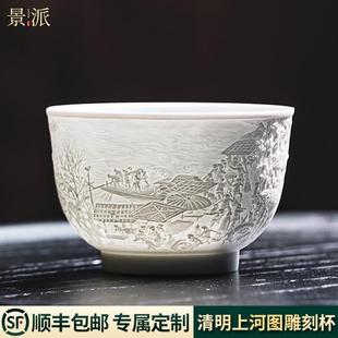 景德镇主人杯男士高档功夫茶具定制刻字个人专用陶瓷茶杯单个送礼