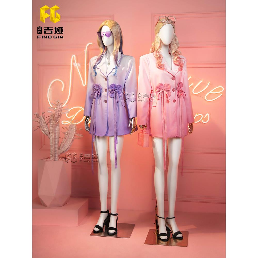 服装模特道具女全身高档橱窗展示半身人体直角肩平肩模特架人台