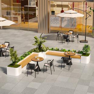 不锈钢花箱坐凳桌椅户外围栏隔断室外金属花坛铁艺花槽外摆组合