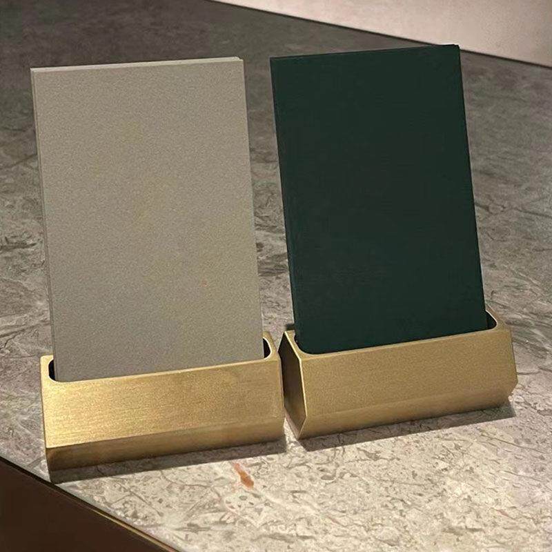 黄铜名片盒前台高端台卡名片夹男商务摆放架大容量卡片架座展示架