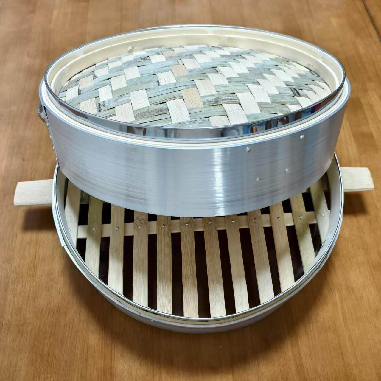 大蒸笼商用 铝合金包边蒸笼 蒸笼竹制大号手工蒸格蒸包子馒头包邮