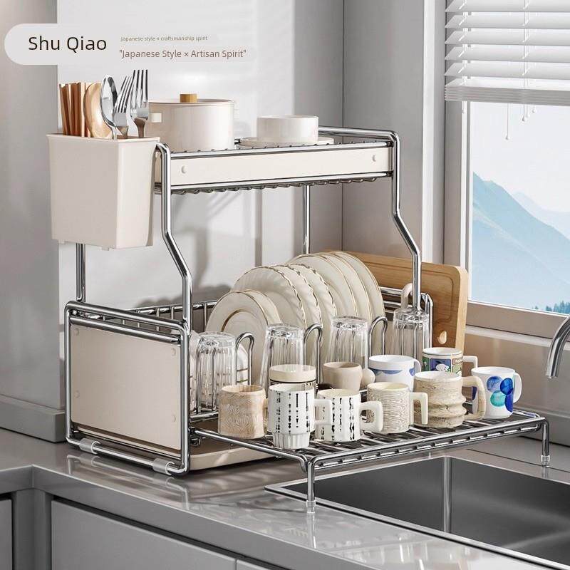 日式厨房水槽置物架碗碟收纳架台面碗盘架水杯沥水架碗筷餐具收纳