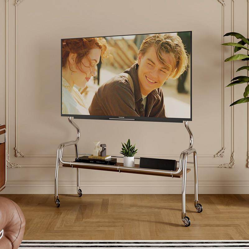 电视落地支架可移动立式不锈钢带轮推车家用卧室客厅43-85寸挂架