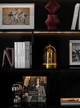 简约现代轻奢样板房书柜装饰柜隔陈设装饰画 画折纸摆件书房假书