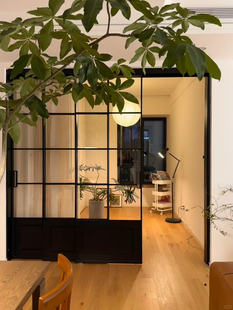 富柏图兰法式覆古铝合金玻璃门隔断客厅书房阳台推拉门黑色玻璃门