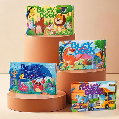 严选跨境安静书儿童忙碌书Busybook粘贴书益智玩具幼儿早教书卡片