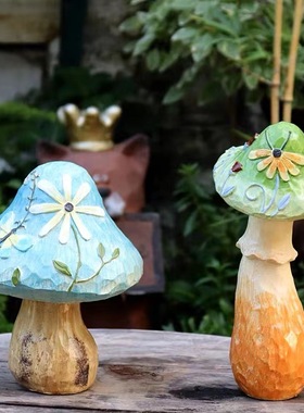 跨境树脂工艺品园艺蘑菇摆件卧室家居客厅装饰品手工庭院礼物