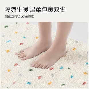 卧室地毯床边毯房间客厅茶几满铺大面积长毛绒床前毯奶油风飘窗毯