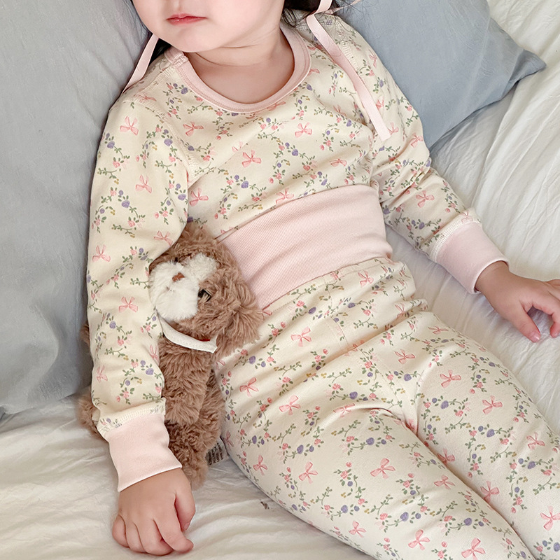宝宝秋衣秋裤婴儿保暖睡衣男女纯棉儿童高腰护肚内衣套装秋冬