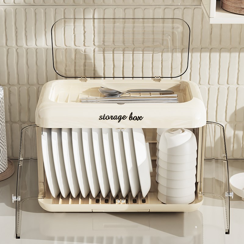 一座一忘碗筷收纳盒放碗碟架厨房家用装盘沥水置物架防尘餐具碗柜