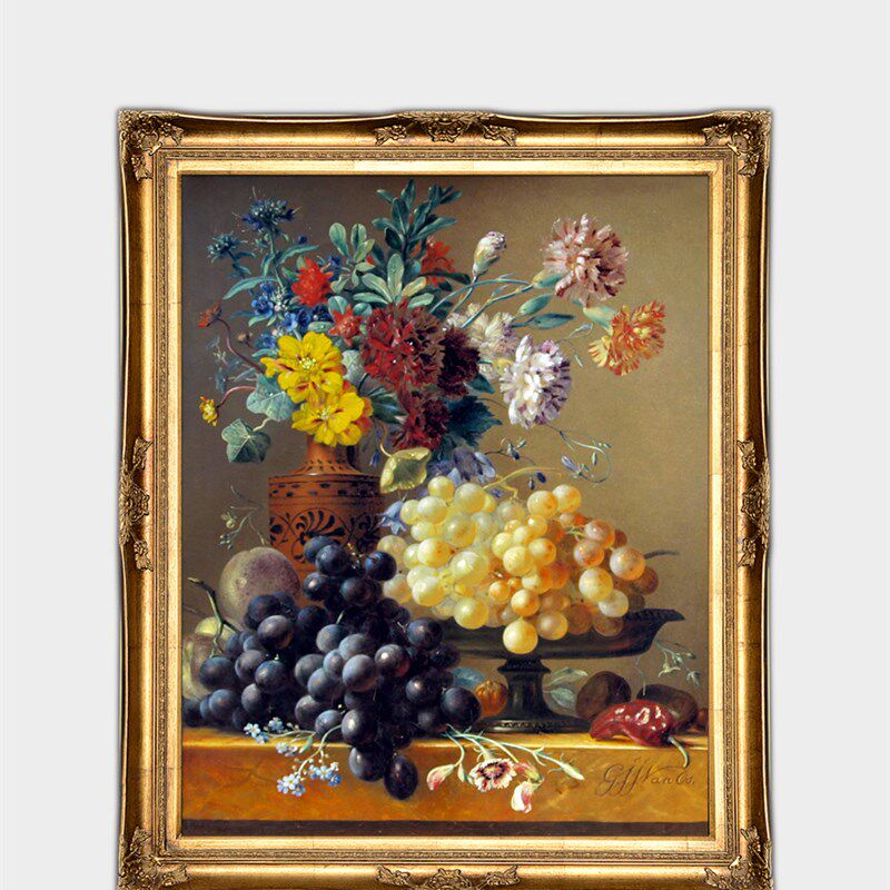 世界名油画高档静物花卉水果葡萄中美欧式手绘餐厅玄关装饰挂767