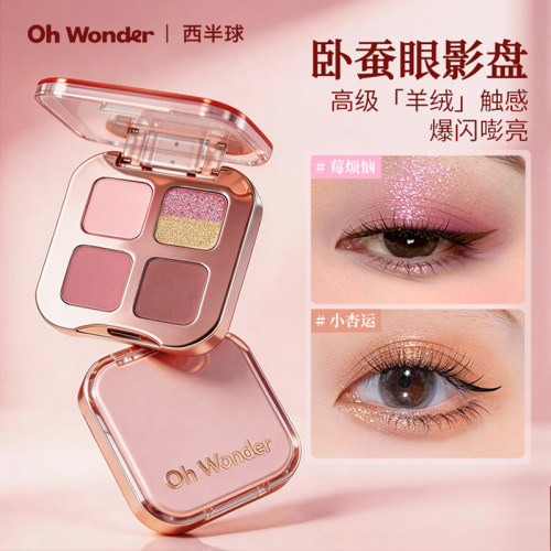 西半球卧蚕眼影盘多用哑光珠光爆闪清透显色立体四色大地色渐变