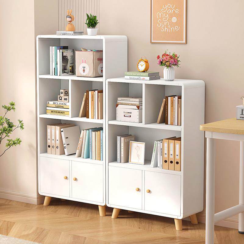 实木儿童书架落地书柜幼儿园圆角带门收纳一体柜简约学生置物架