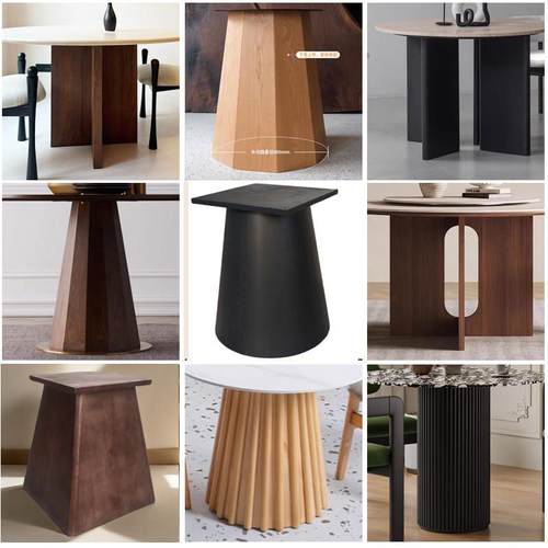 圆桌桌腿支架实木桌子腿餐桌大理石洞石底座中式圆锥圆筒异形桌腿