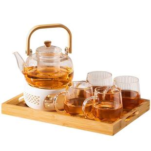 家用日式 耐热玻璃茶壶套装 茶具蜡烛台加热保温花茶壶煮茶炉暖茶器