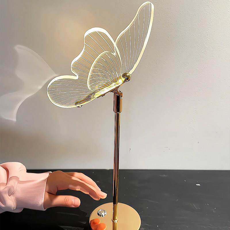 台灯轻奢高级感卧室床头灯覆古气氛灯蝴蝶小夜灯充电款创意高颜值