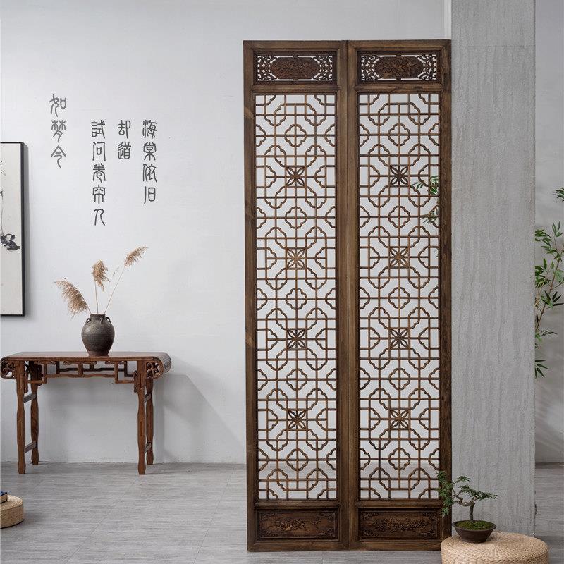 中式仿古隔断实木屏风复古做旧镂空东阳木雕新定制老客厅入户玄关