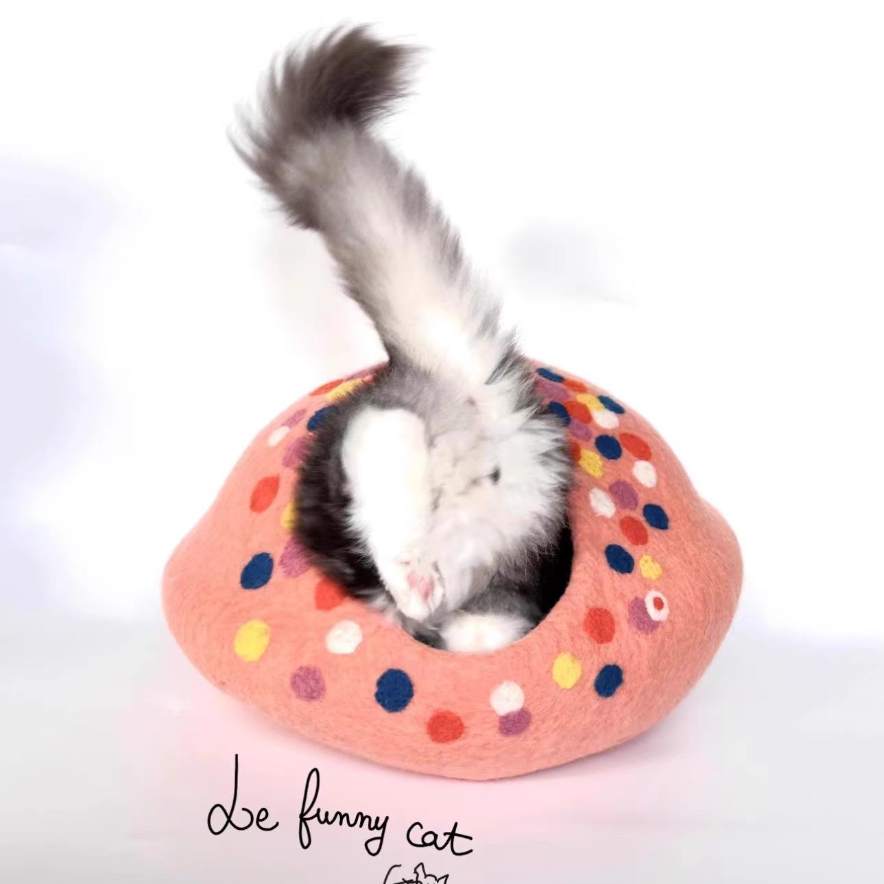 C-Queen/lefunnycat羊毛毡猫窝洞穴窝猫窝狗窝大尺寸可机洗封闭窝