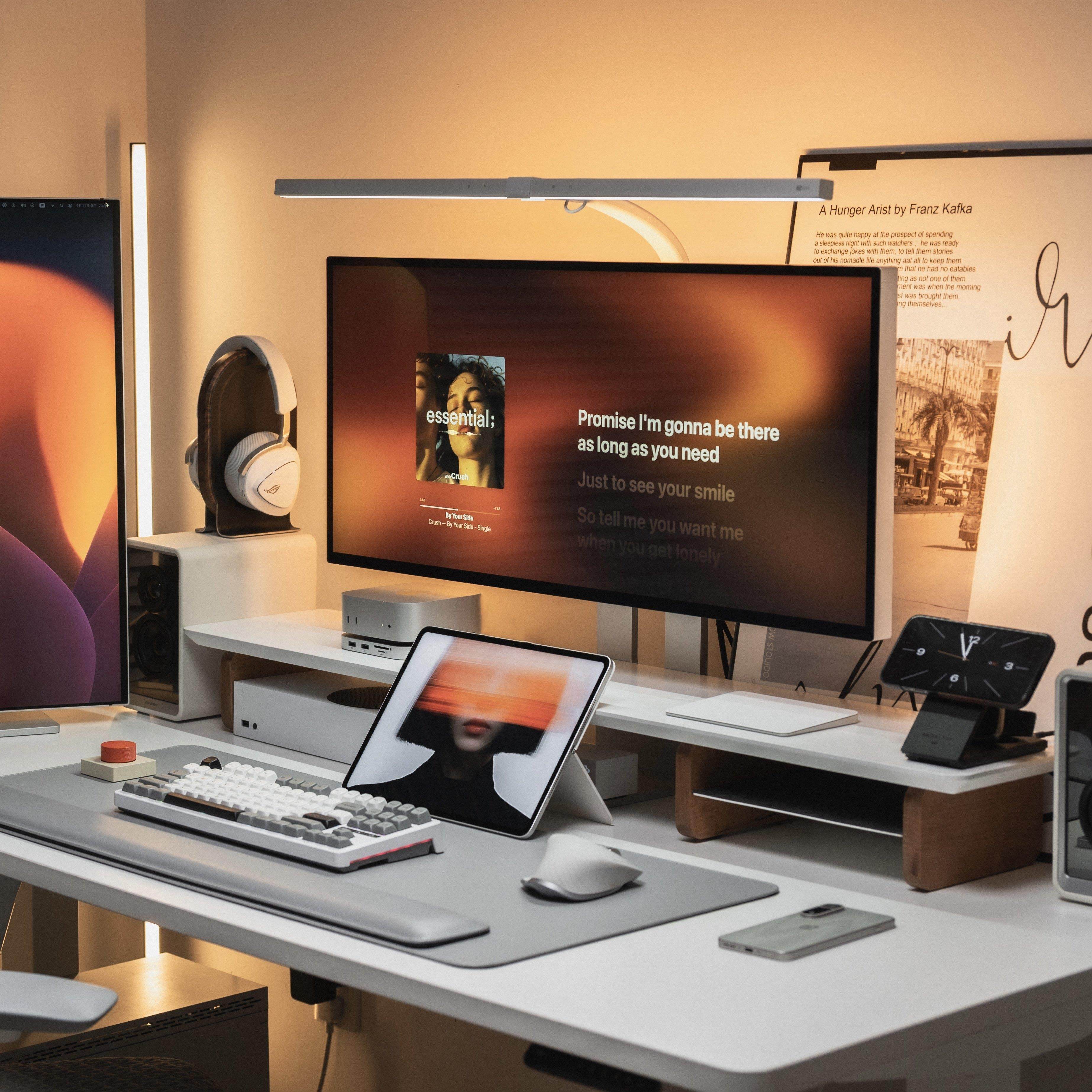 【Galaxias】原创白色显示器增高架收纳置物架办公桌面桌搭电脑架