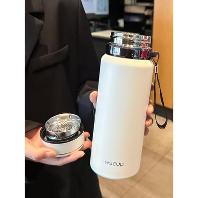 大容量保温杯男款2025新款女高颜值便携茶杯不锈钢带茶漏学生水杯