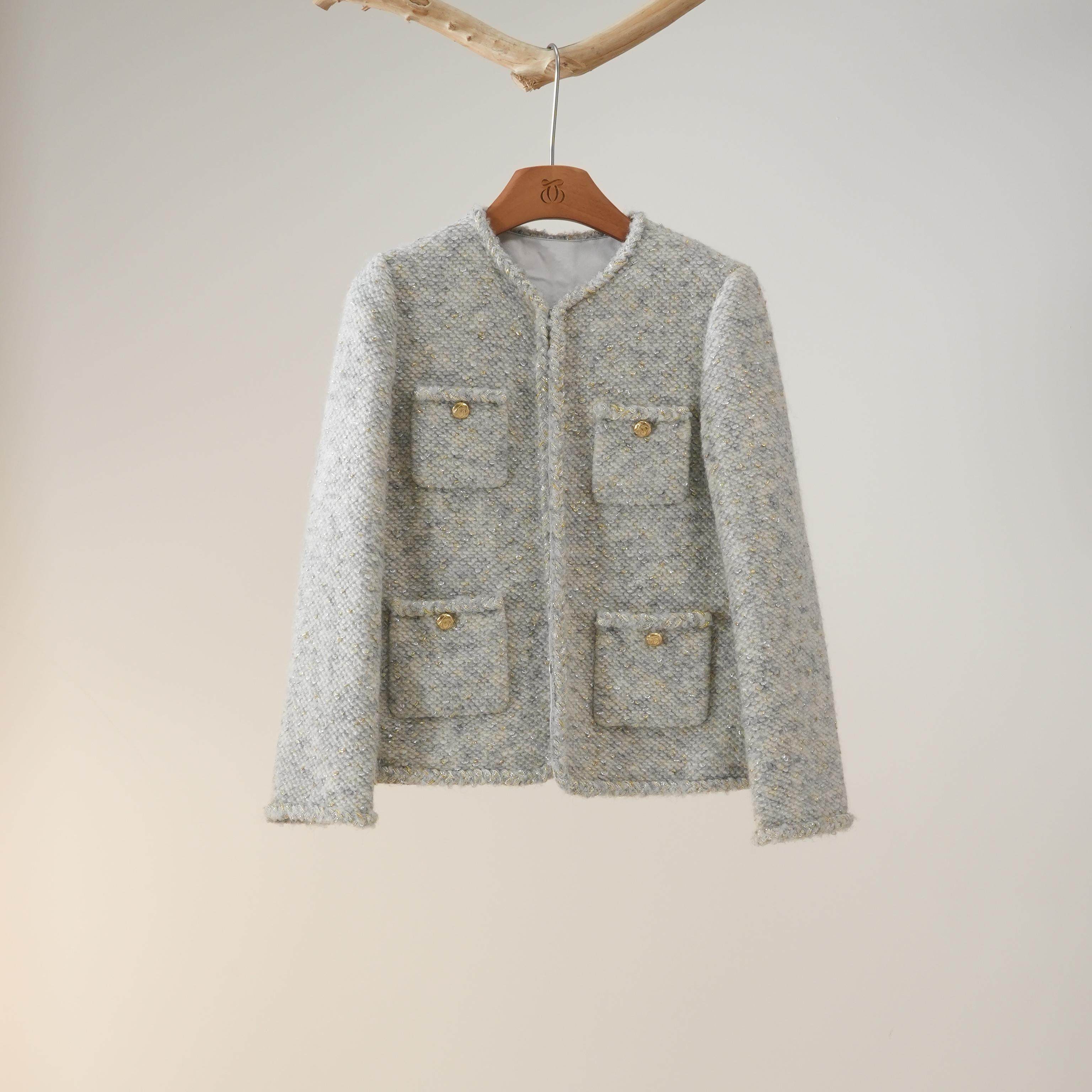 西子/【鱼鳞小香】羊毛苏力马海毛金葱小香风粗花呢外套/WTYF206