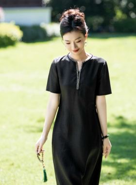非遗香云纱冠乐绉桑蚕丝连衣裙女